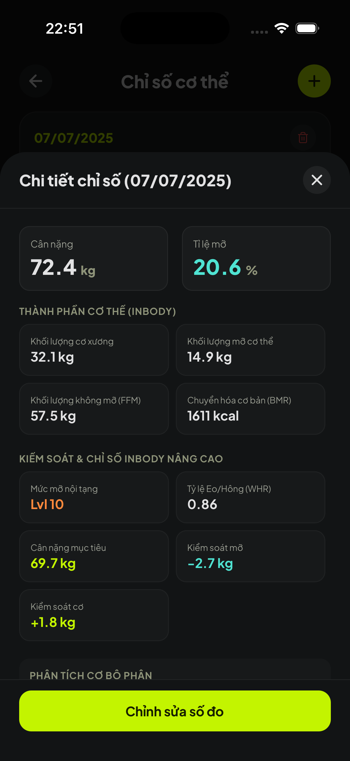 YouPT AI program screen with InBody analysis and notes